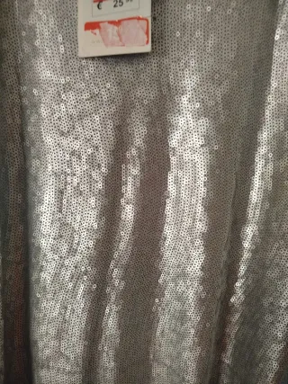 Vestido lentejuelas plateado L