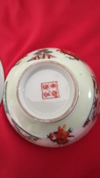 Macau Cina "3 galli" anni '80 Ciotola+piattino