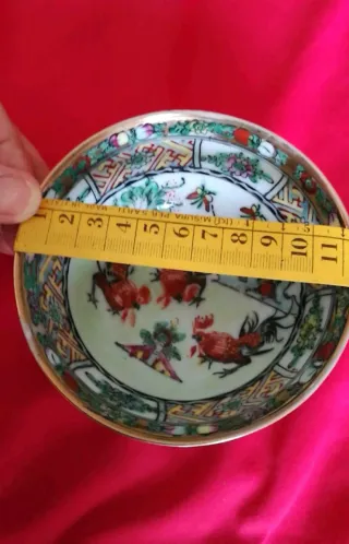 Macau Cina "3 galli" anni '80 Ciotola+piattino