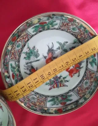 Macau Cina "3 galli" anni '80 Ciotola+piattino