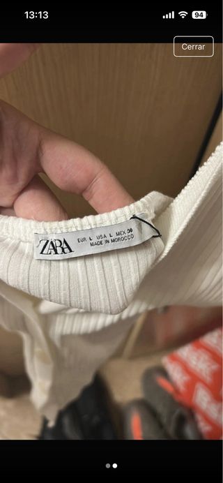 Top Zara Blanco de punto con cuello