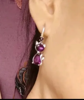 Pendientes Gato Morado / Regalo