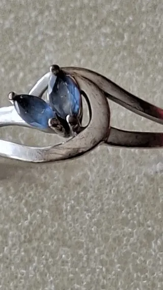 Anillo Oro 9kt Zafiro Azul Marquise