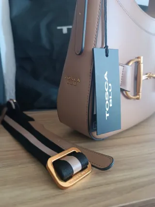 Bolso Tosca Blu Beige/Marrón con Detalles Dorados