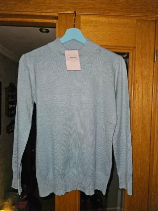 Jersey azul mujer cuello alto