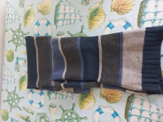 Bufanda infantil a rayas azul y gris