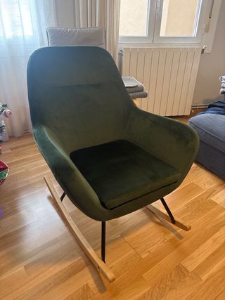Poltrona dondolo verde in velluto