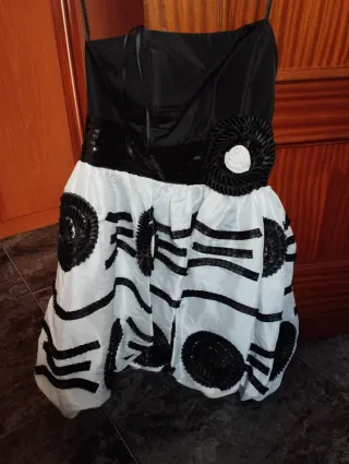 Vestido fiesta negro y blanco