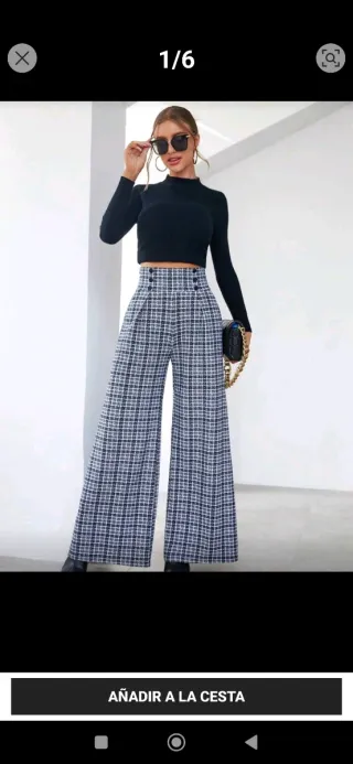 Pantalón ancho cuadros