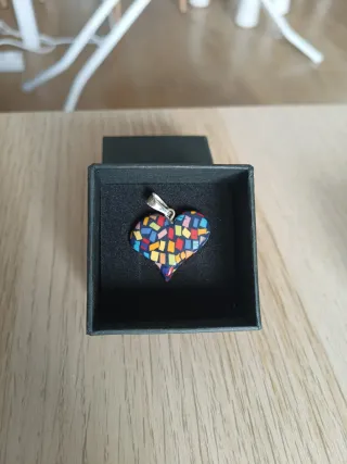 Colgante Corazón Porcelana y Plata