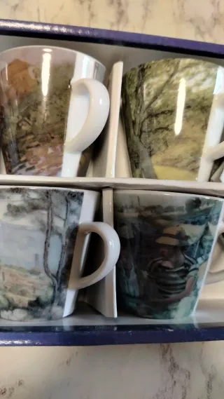 Set 6 Tazze Caffè Porcellana Dipinte