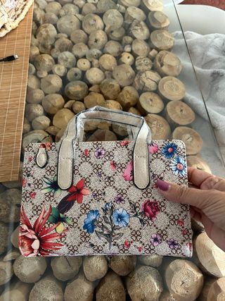 Cartera monedero mujer floral con asa
