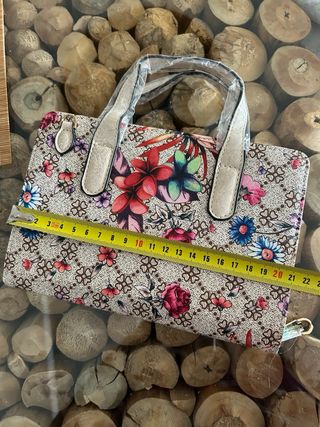 Cartera monedero mujer floral con asa