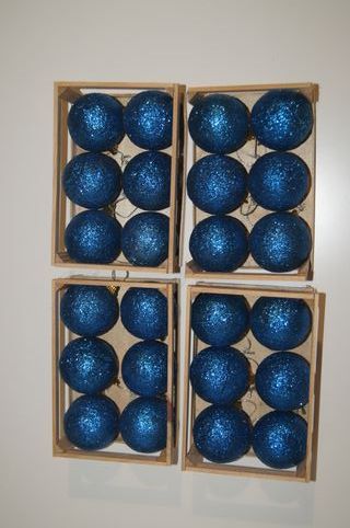 Conjunto 24 Bolas Natal Azul Brilhante