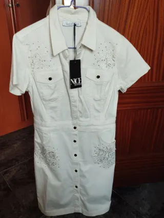 Vestido Nice Istanbul Blanco con Pedrería