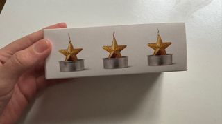 Confezione da 3 candele dorate a forma di stella