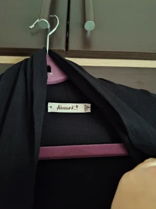 Cardigan lungo nero morbido a cascata   - Taglia M