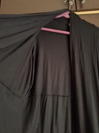 Cardigan lungo nero morbido a cascata   - Taglia M