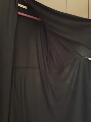 Cardigan lungo nero morbido a cascata   - Taglia M