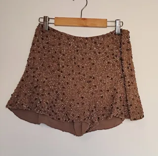 Shorts Zara lentejuelas marrones y dorados