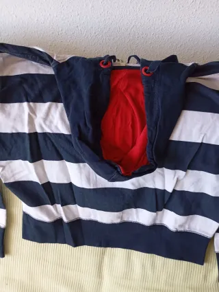 Sudadera con capucha y cremallera a rayas