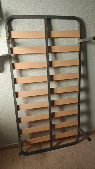 Somier cama 90cm metal y madera