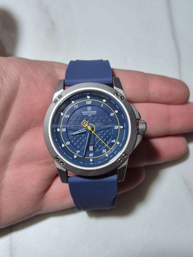Relógio Naviforce Esportivo Azul e Amarelo 45mm