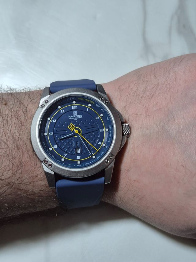Relógio Naviforce Esportivo Azul e Amarelo 45mm