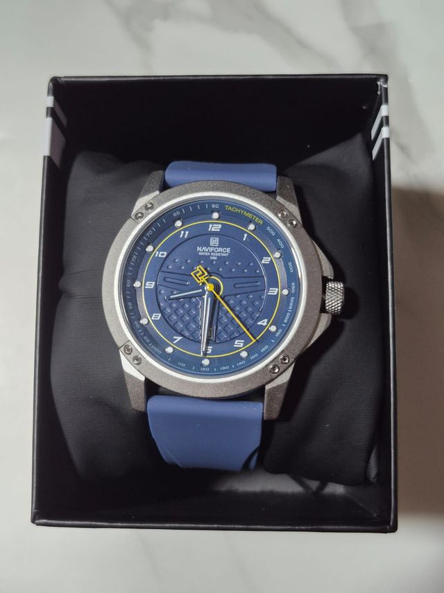 Relógio Naviforce Esportivo Azul e Amarelo 45mm