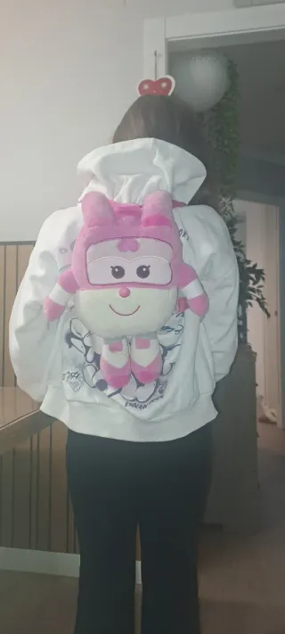 Mochila Super Wings Rosa y Blanca