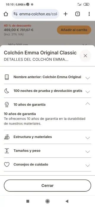 Colchón Emma 160x200