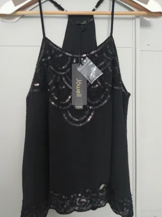 Top Jöwell negro lentejuelas Talla S/M etiqueta