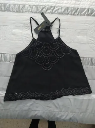 Top Jöwell negro lentejuelas Talla S/M etiqueta