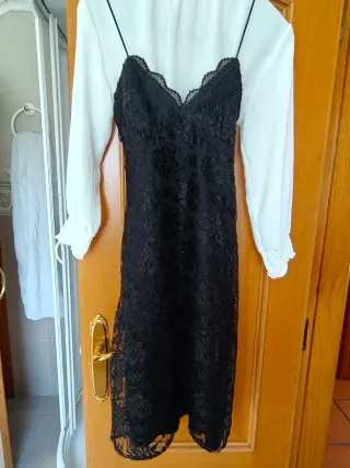 Vestido negro encaje talla XL