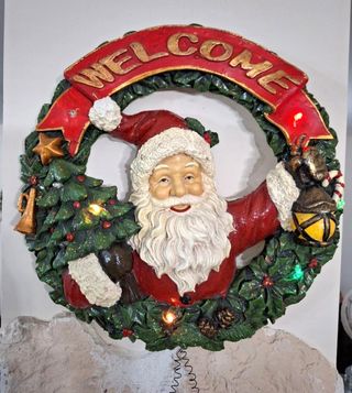 Ghirlanda Natalizia Babbo Natale Luci Musica