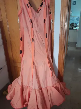 Vestido Flamenca Lunares Naranja Negro