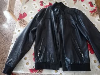 Giubbotto in pelle nera uomo