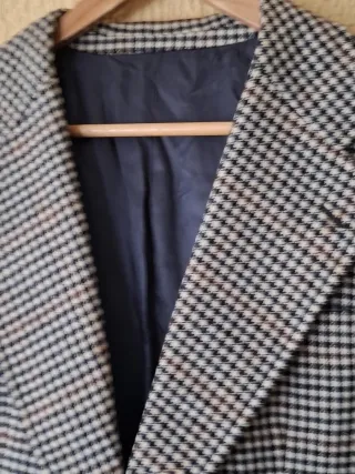 Elegante americana cuadros azul y gris