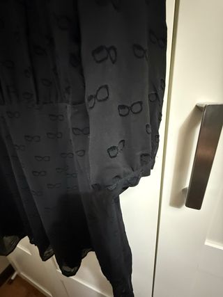 Vestido corto Mango Negro Talla L. estampado gafas