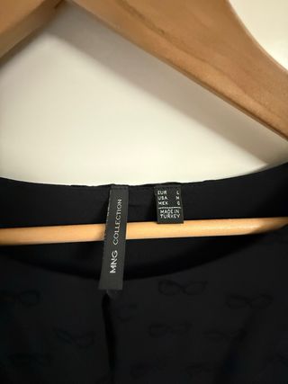 Vestido corto Mango Negro Talla L. estampado gafas