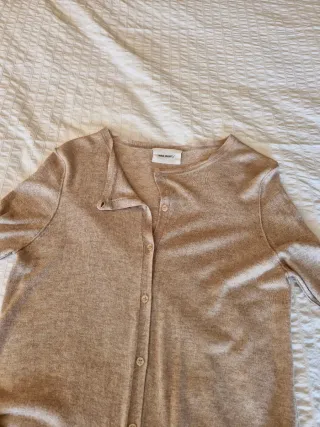 Cardigan fino beige mujer