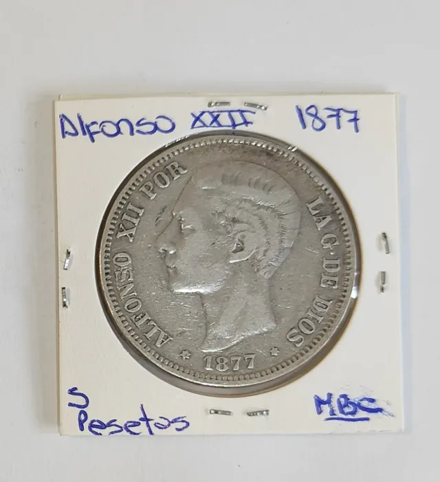 ALFONSO XXII 5 PESETAS 1877 MBC