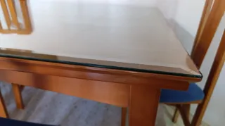 Mesa comedor extensible cristal y madera