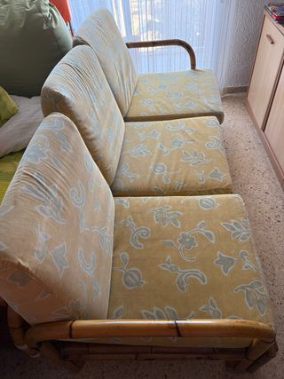 Sofá cama bambú con cojines