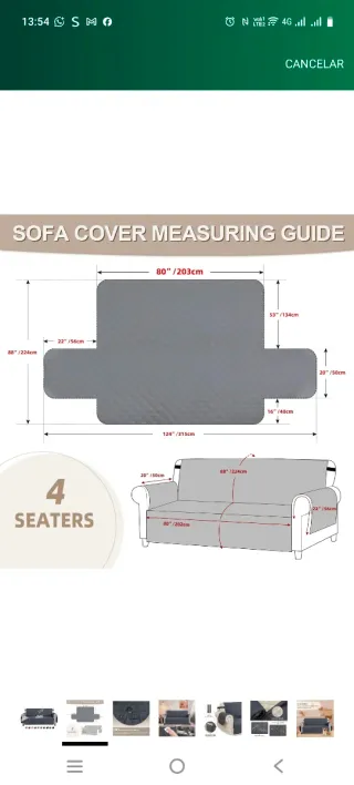 Fodera per divano grigia impermeabile per 4 posti