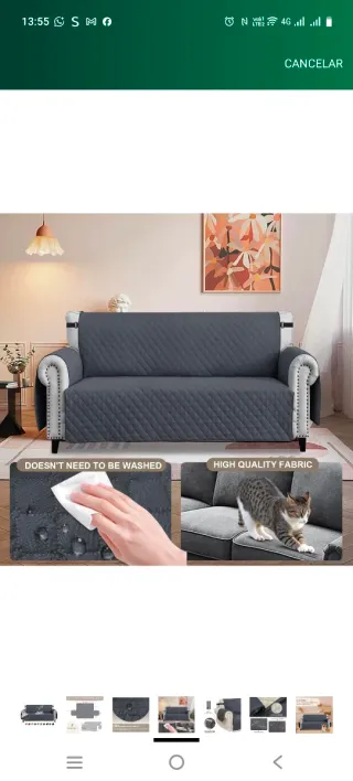 Fodera per divano grigia impermeabile per 4 posti