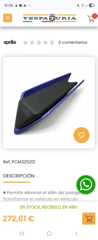 Asiento Alerón Aprilia RS660 ORIGINAL APRILIA