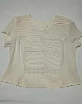 Blusa manga corta beige