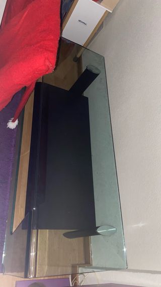 Mesa de centro cristal y madera