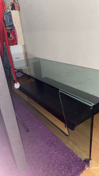 Mesa de centro cristal y madera